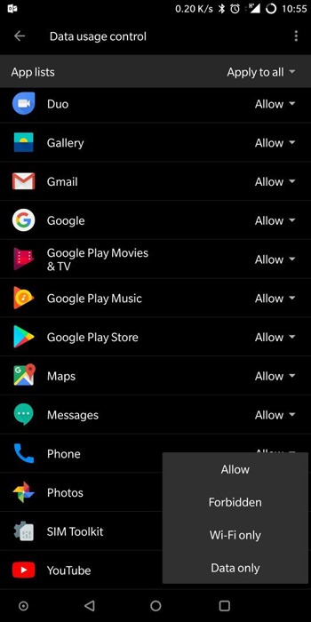 Block Internet Access Specific Apps Android Data Usage Control Oneplus 2