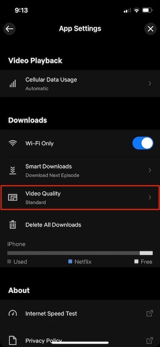 Download Netflix Content Offline App Settings