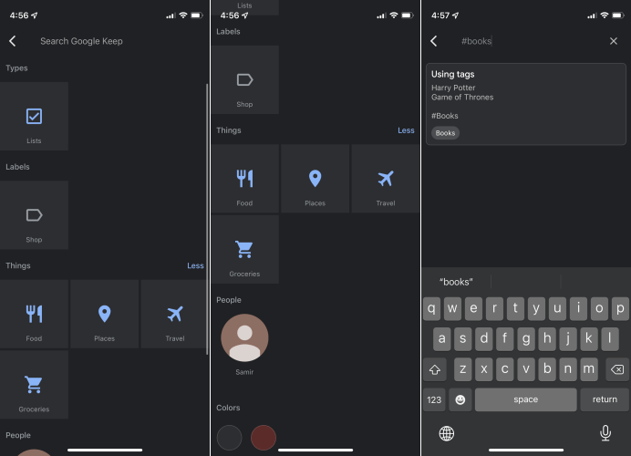 Google Keep Search Options Ios 15