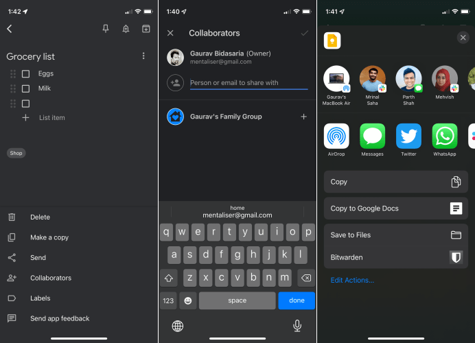 Google Keep Share Options Ios 15