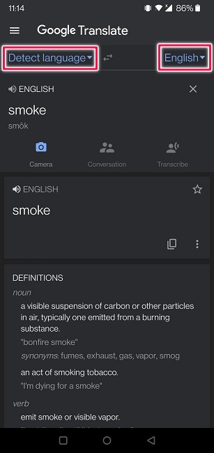 Google Translate Guide Mobile Dictionary Form