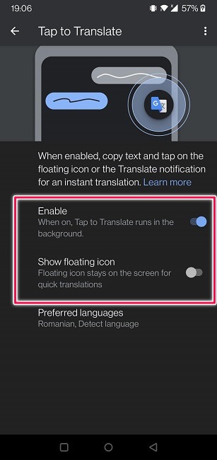 Google Translate Guide Mobile Enable Option