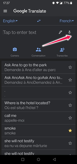 Google Translate Guide Mobile Speaker Icon