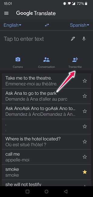 Google Translate Guide Mobile Transcribe