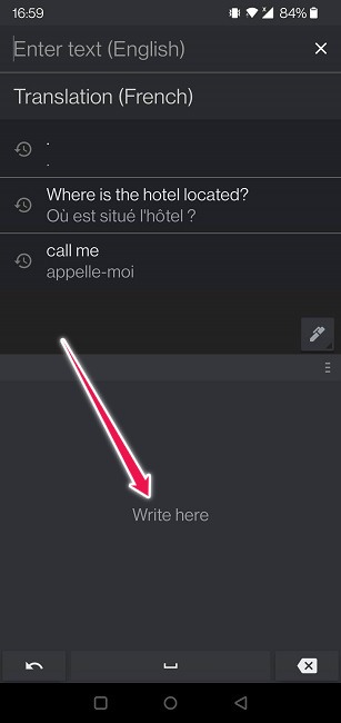 Google Translate Guide Mobile Write Here