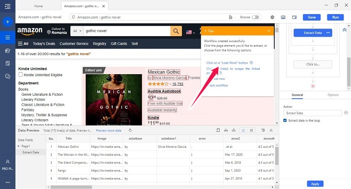 Octoprase 8.4 Web Scraping Tool Update Load More Button