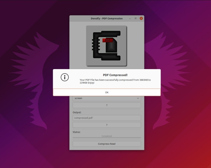 Output Pdf Compression Densify Linux