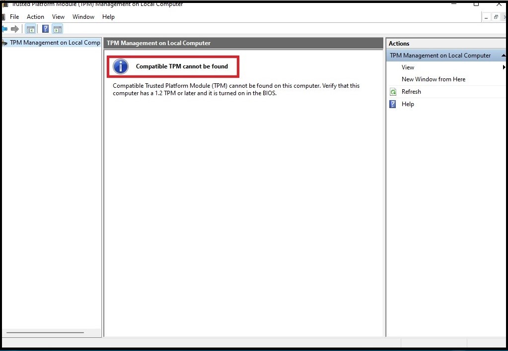 compatible tpm cannot be found