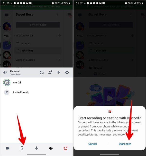 Discord Screen Share Mobile Start