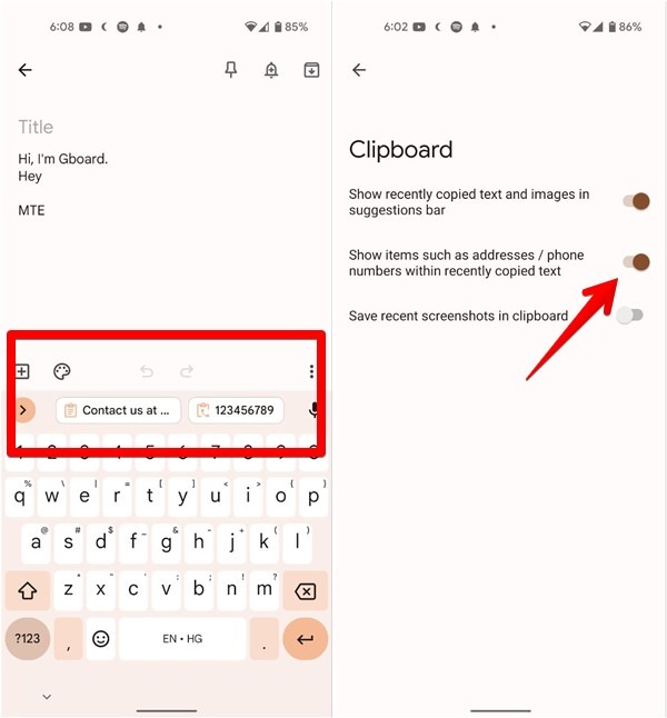 Gboard Clipboard Phone Number
