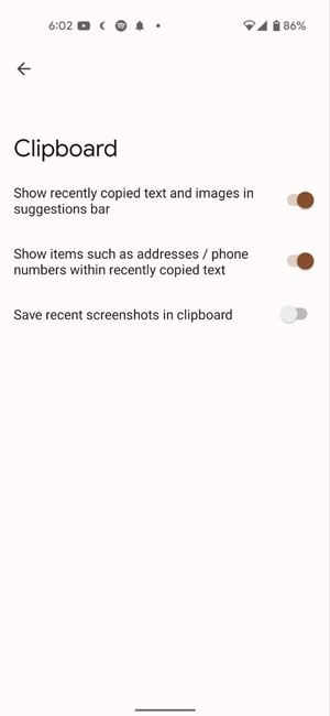 Gboard Clipboard Settings