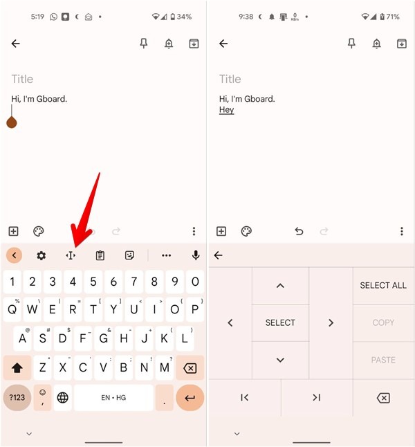 Gboard Glide Cursor Control