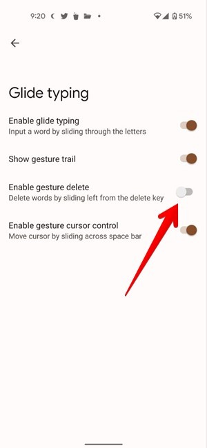Gboard Glide Delete