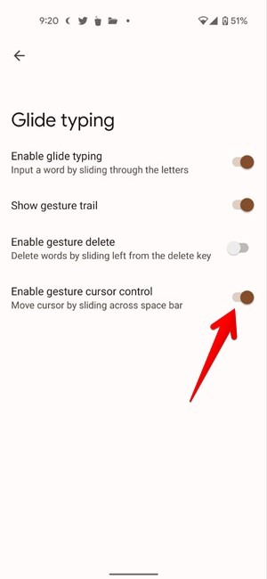 Gboard Glide Spacebar