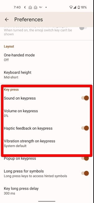 Gboard Key Sound And Vibration
