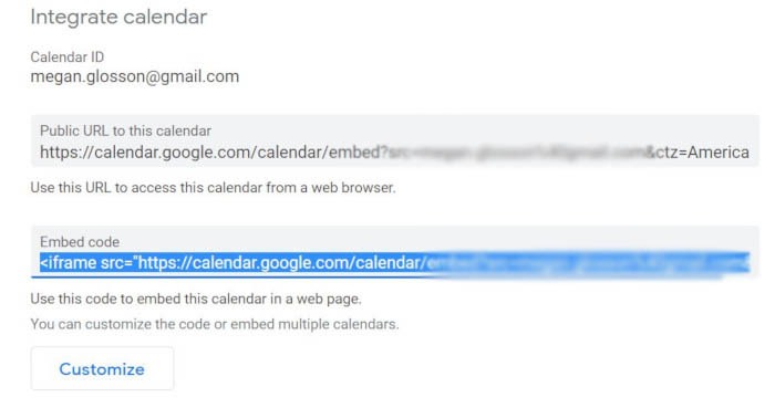 Google Calendar Embed Website 1