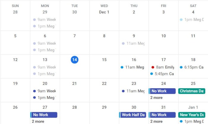 Google Calendar Homepage