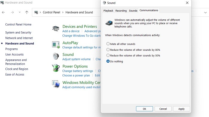 Increase Maximum Volume Windows Communications Control Panel