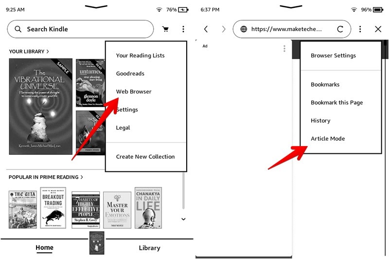 Kindle Tips Tricks Browser Article Mode