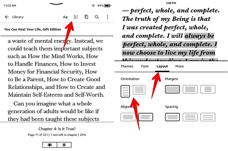 Kindle Tips Tricks Change Orientation
