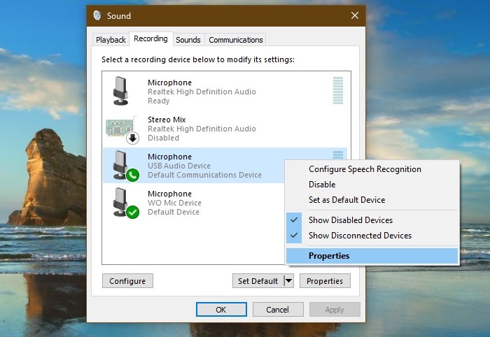 Microphone Not Working Windows10 Microphone Properties