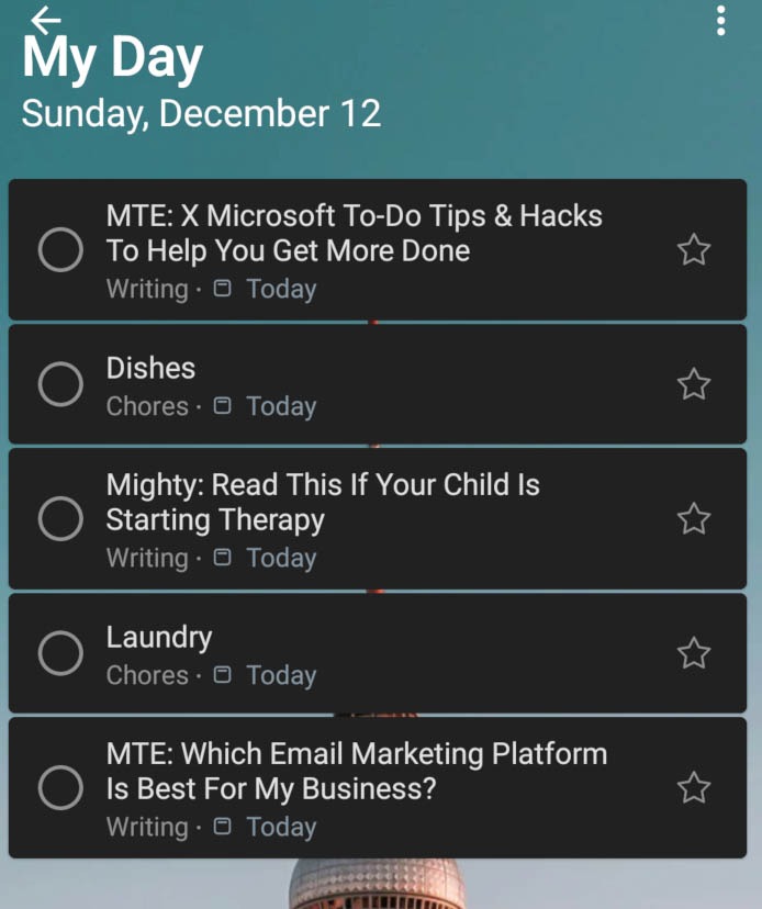 Microsoft To Do Myday View