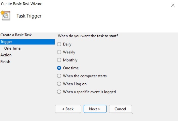 Schedule Windows11 10 Shutstart Task Scheduler Create Basic Task Trigger
