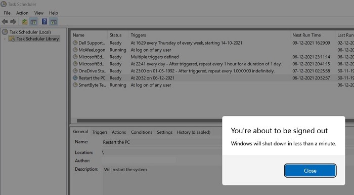 Schedule Windows11 10 Shutstart Task Scheduler Restart Initiated