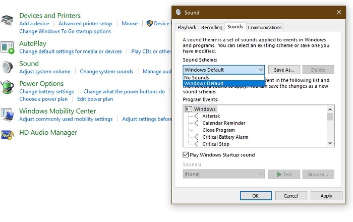 Windows Sound Not Working Win10 Sound Scheme