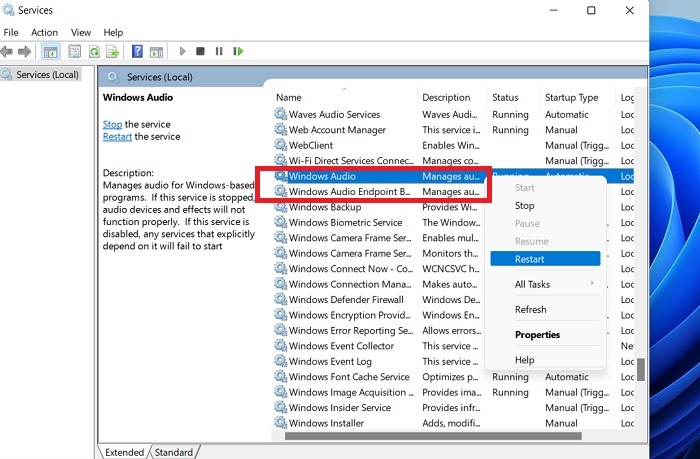 Windows Sound Not Working Win11 Services.msc Restart