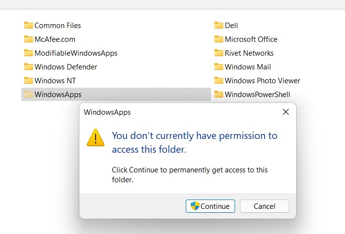 Windowsapps Folder Currently Dont Have Permission