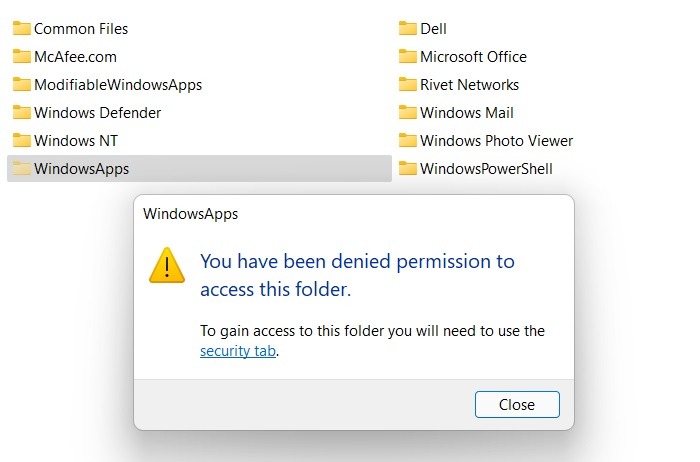 Windowsapps Folder Denied Permission