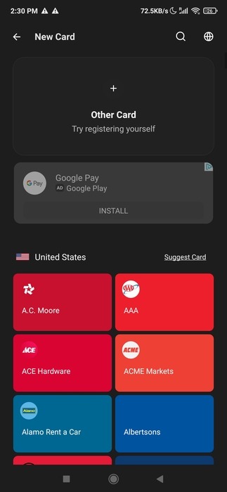 Android Wallet One Wallet Other
