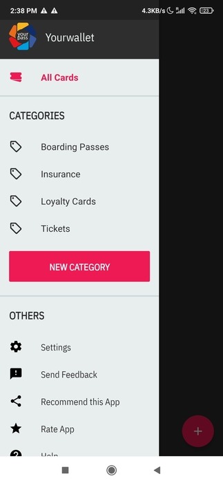 Android Wallet Yourwallet Menu
