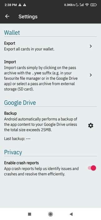 Android Wallet Yourwallet Settin