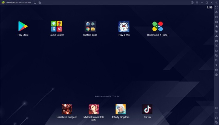 Bluestacks Homescreen
