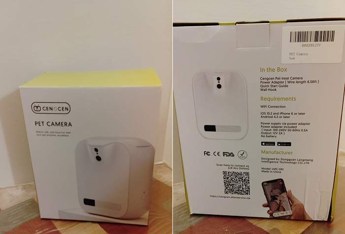 Cengcen Pet Camera Treat Dispenser Review Overview Box