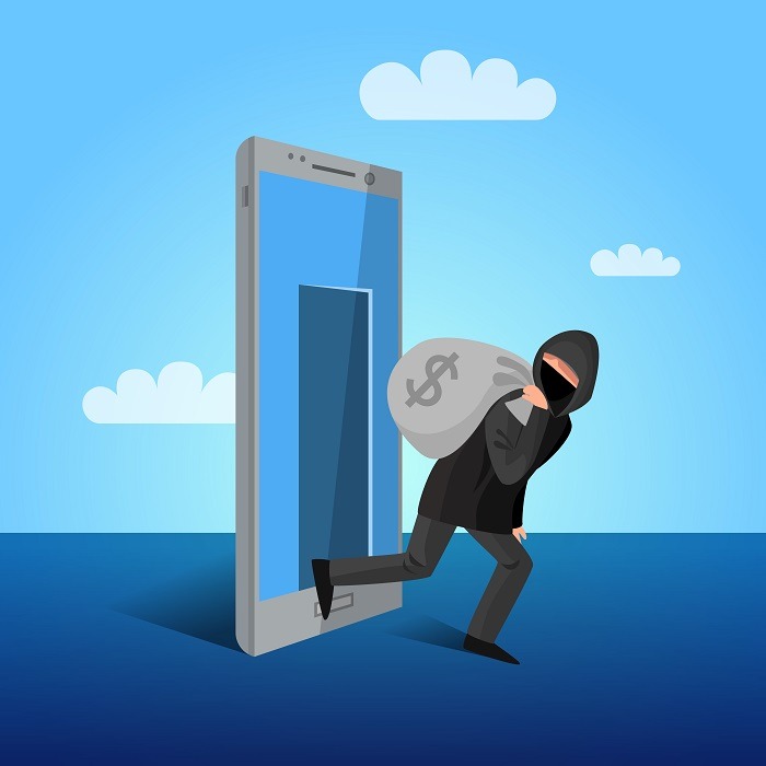 Smartphone Hacking Window Allegoric Flat Poster