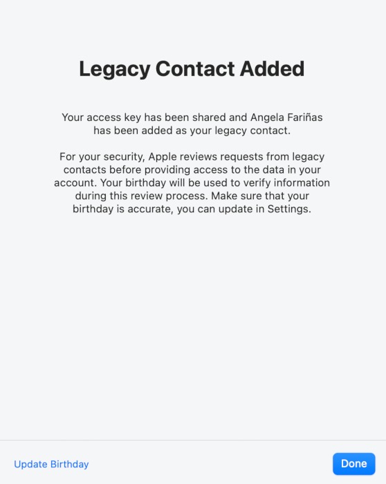 Digital Legacy Apple Added