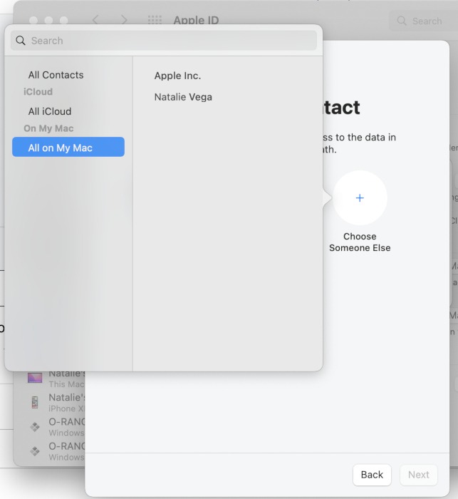 Digital Legacy Apple Choose Contact