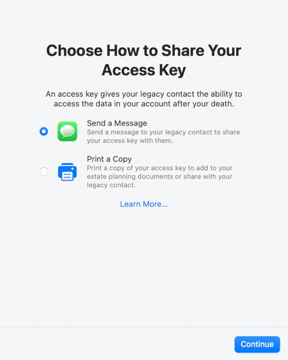 Digital Legacy Apple Share Access Key