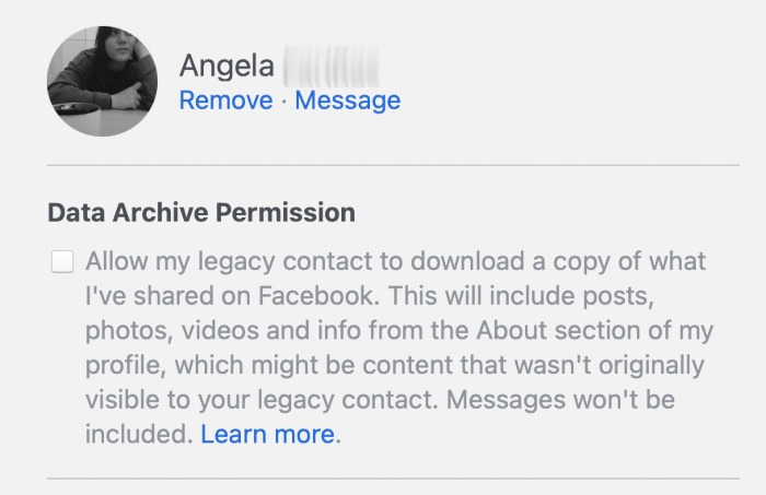Digital Legacy Facebook Data Archive Permission 1