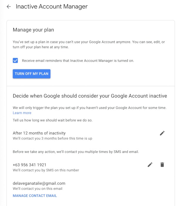 Digital Legacy Google Options