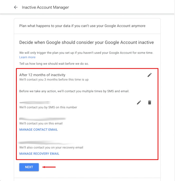 Digital Legacy Google Set Up