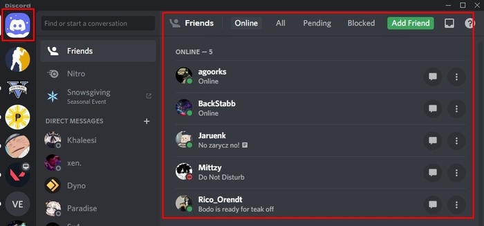Discord Friend List