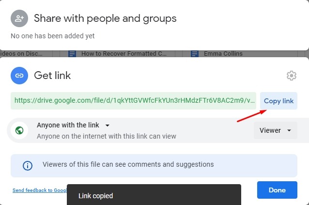 Discord Gdrive Copy Link