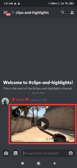 Discord Video Uploaded