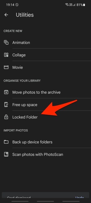 Google Photos Locked Folder Option