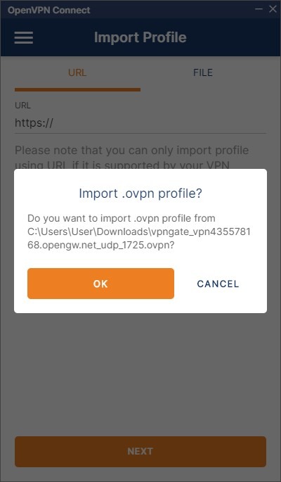 Import Ovpn Profile