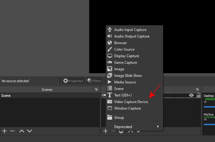 Obs Video Capture Select Source 1